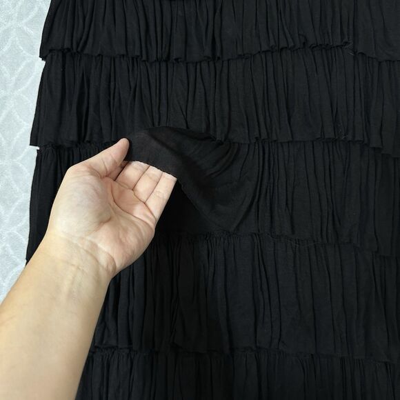 Chelsea &Theodore 2-in-1 Ruffle Dress Skirt Large Black Tier Boho Whimsigoth Emo - Picture 3 of 10
